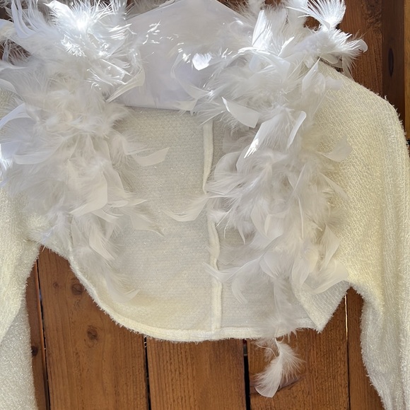 Carabella shimmering strapless dress & feather shrug. Large. Holiday dress - Picture 11 of 16